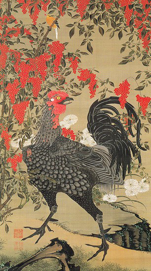 鶏 日本画 壁掛け 楽天市場】絵画 額入り 壁掛け F4 伊藤若冲 日本の名画 複製画 額飾り