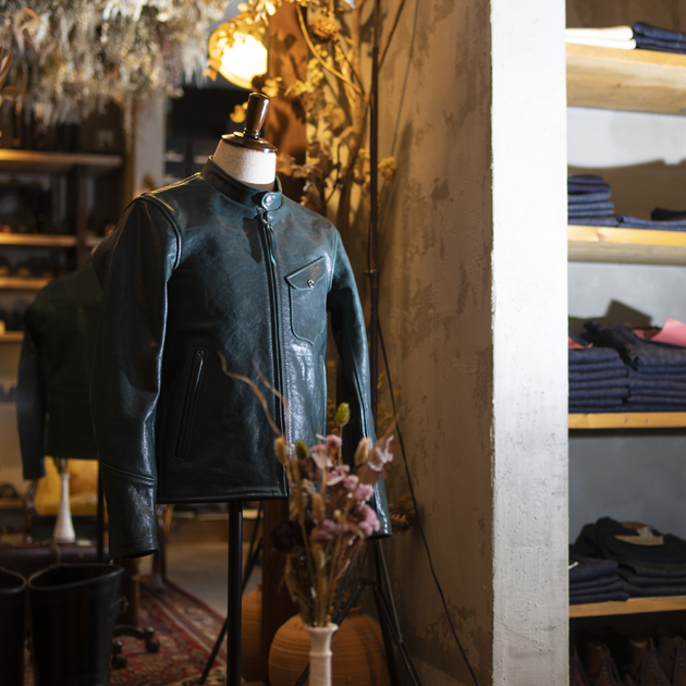 MUSHMANS Leather Single Stand Collar Riders Jacket【WIRED-χ